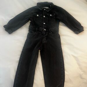 Zara Black Jumpsuit Long-Sleeved Sturdy Fabric